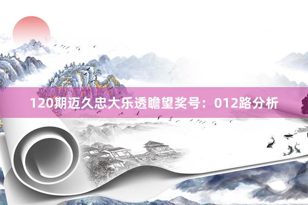 120期迈久忠大乐透瞻望奖号：012路分析